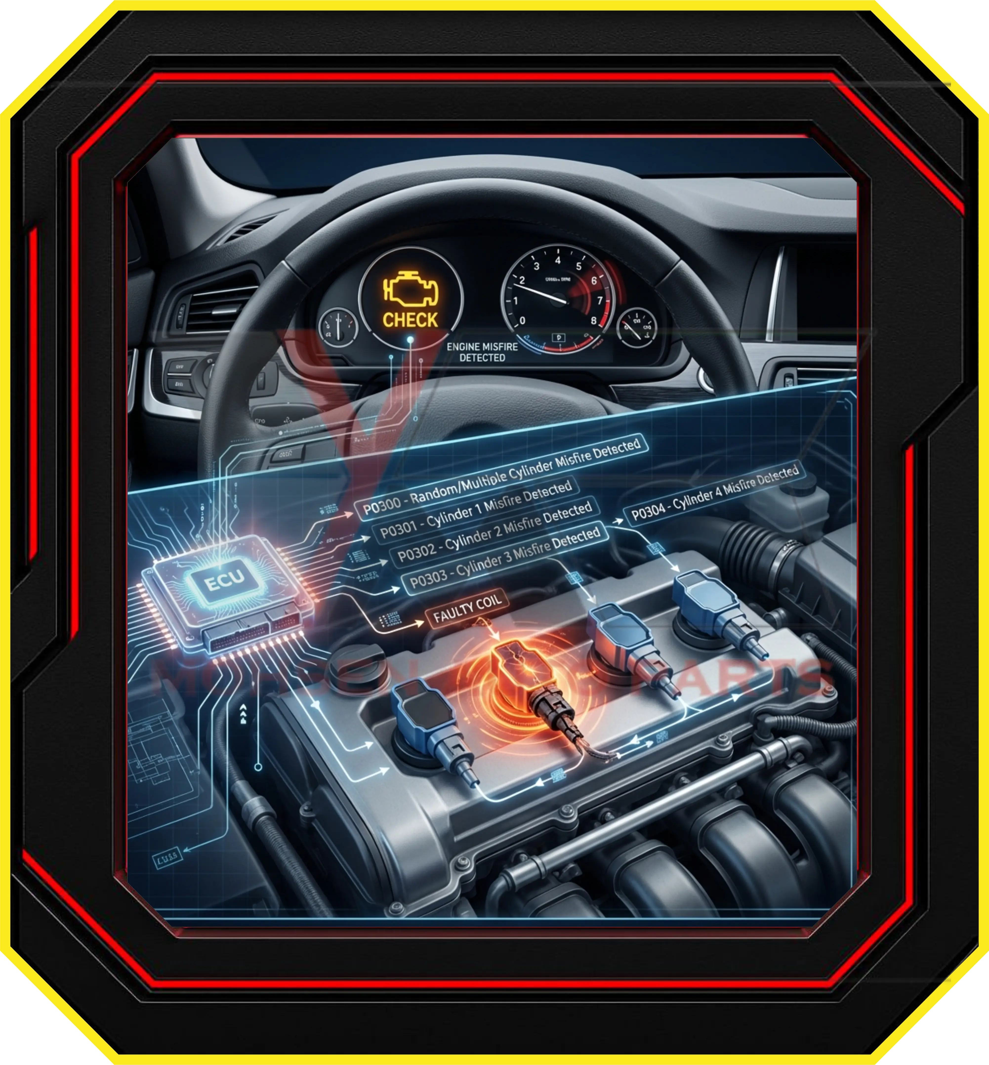 روشن شدن چراغ چک موتور (Check Engine Light)